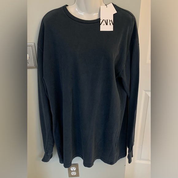 NEW w Tags ZARA Slate Gray Relaxed sweatshirt dress Women’s L Large 12 14 NWT - Picture 3 of 6